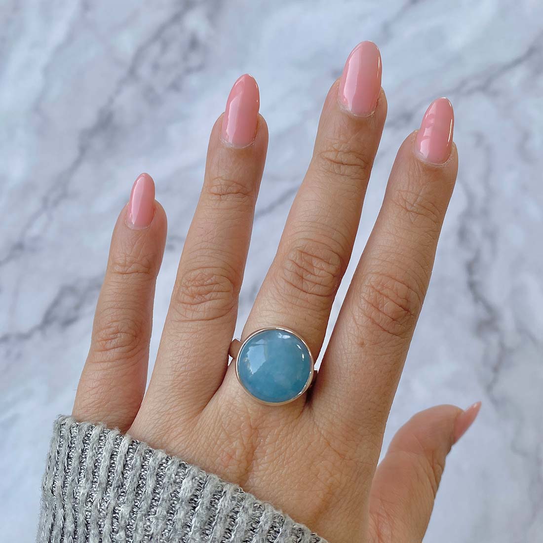 Aquamarine Adjustable Ring-(AQM-R-38)